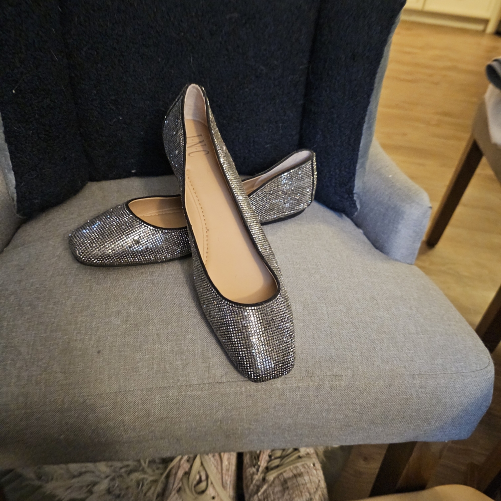INC International Concepts Glittering Silver Loafers